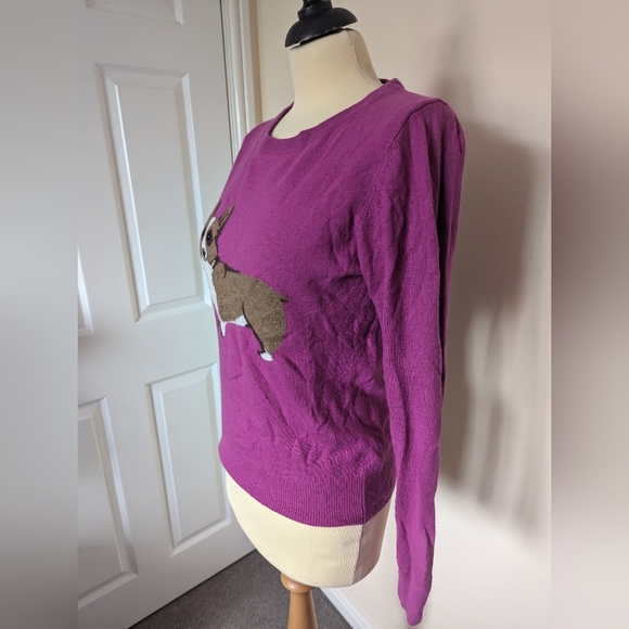 Joules Dog Lamb wool Angora Cashmere Jumper Pink Size 10 Monty Corgi Design - Picture 2 of 6